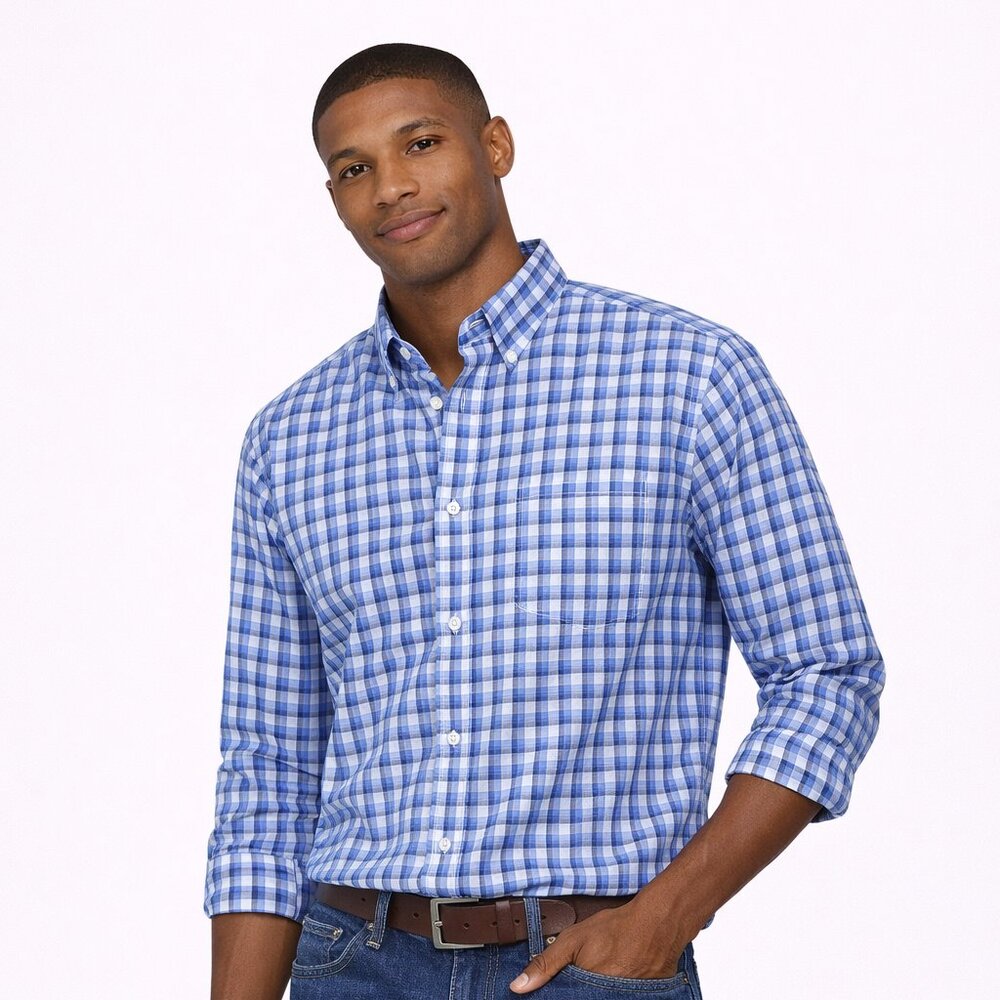 Hollister men's button down long sleeve 100% cotton plaid shirt Size: M